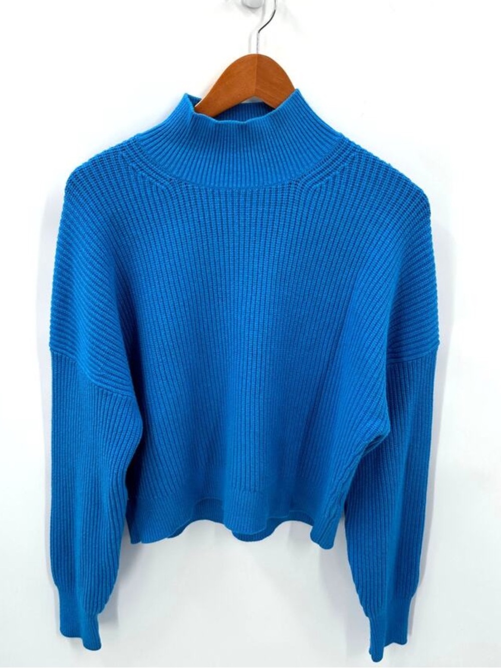 J.CREW Ribbed turtleneck blue sweater in stretch yarn BV348 // M